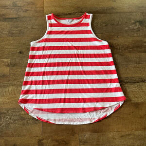 Women's Crown & Ivy Tank Top XL Red White Striped Sleeveless
